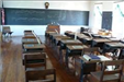 The interior of an old schoolhouse